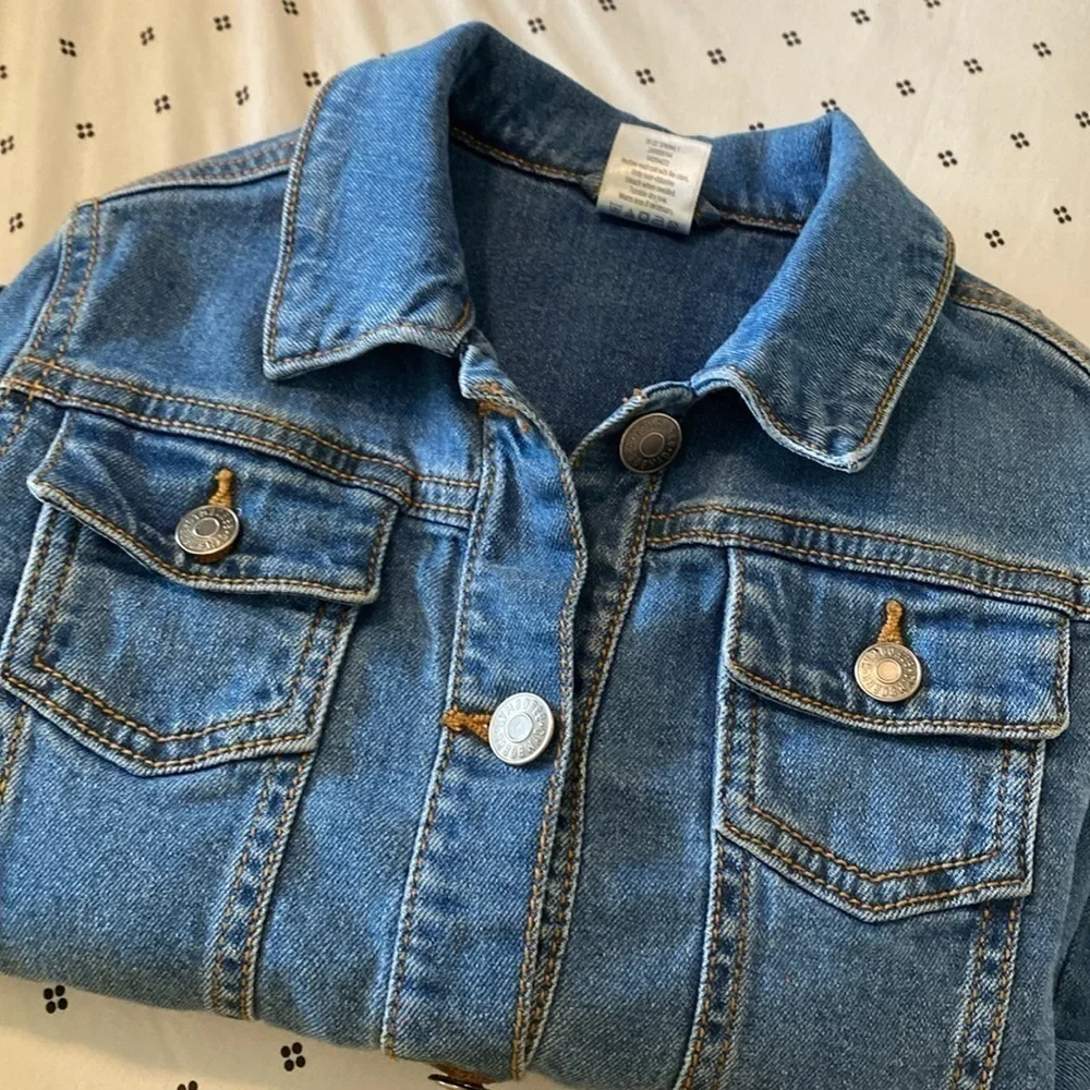 Gymboree long sleeve denim full button down pocket coat jacket med(7/8)